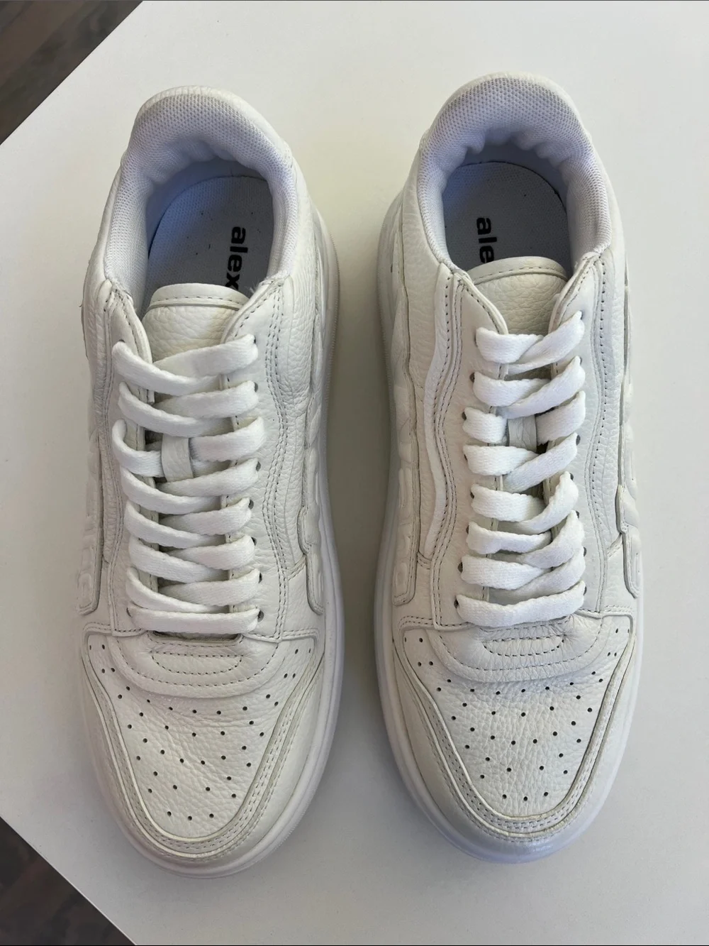 Alexander Wang optic white leather puff lace up sneakers size 41